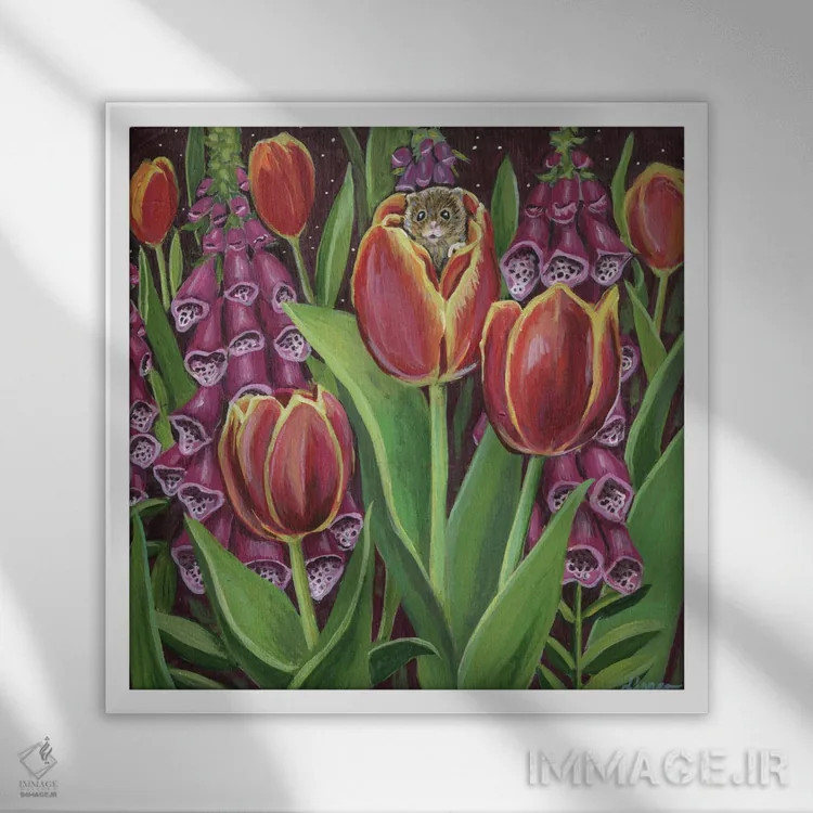 تابلو دکوراتیو خانه موش اثر لینه آ توبیاس - نمای قابدار سفید