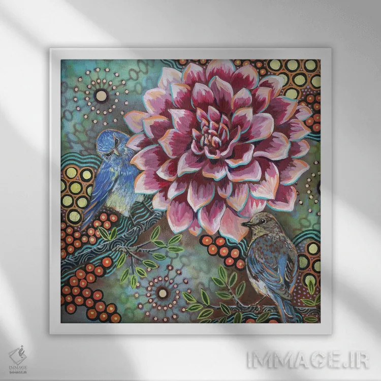 تابلو دکوراتیو مرغ آبی کوهستانی II اثر لینه آ توبیاس - نمای قابدار سفید