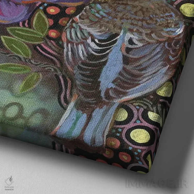 تابلو دکوراتیو مرغ آبی کوهستانی I اثر لینه آ توبیاس - نمای نزدیک بافت بوم