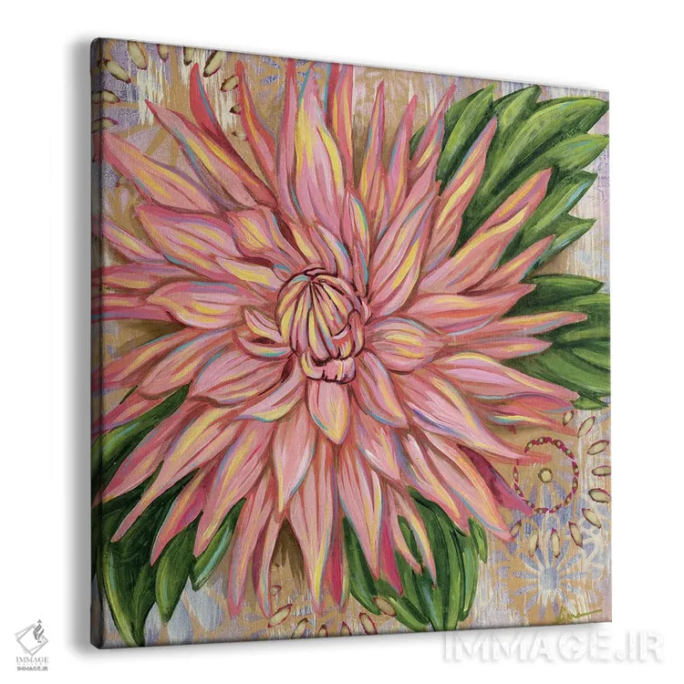 تابلو دکوراتیو داهلیای صورتی اثر لینه آ توبیاس - نمای پرسپکتیو محصول