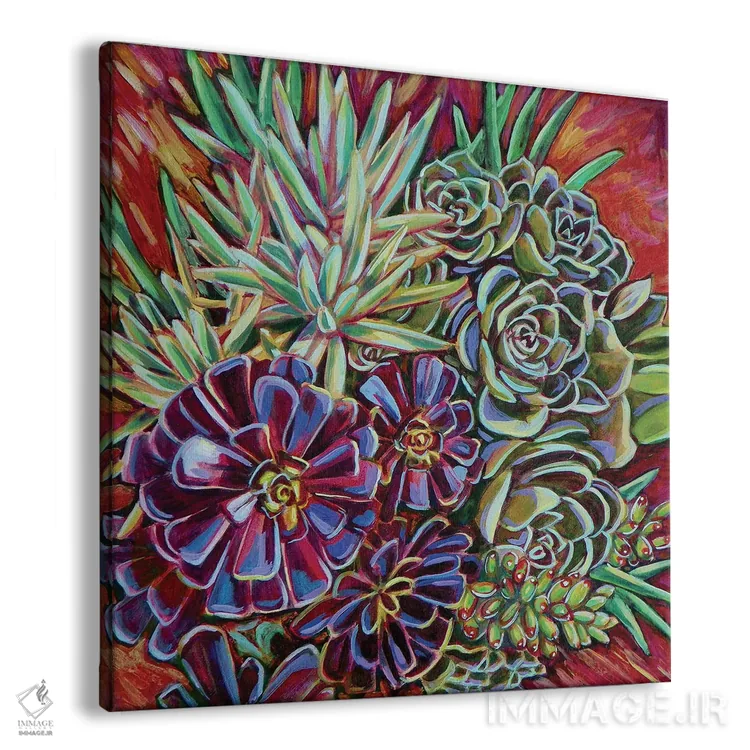تابلو دکوراتیو گلدان ساکولنت ها اثر لینه آ توبیاس - نمای پرسپکتیو محصول