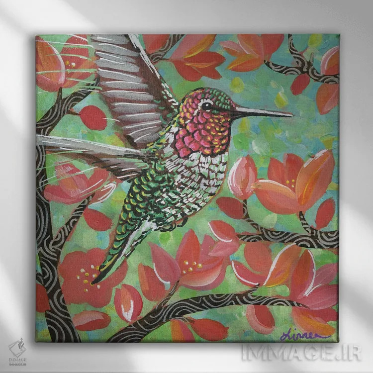تابلو دکوراتیو مرغ مگس خوار بهاری III اثر لینه آ توبیاس - نمای روبهرو روی دیوار