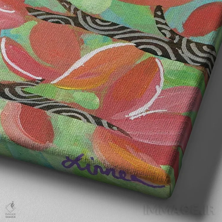 تابلو دکوراتیو مرغ مگس خوار بهاری III اثر لینه آ توبیاس - نمای نزدیک بافت بوم