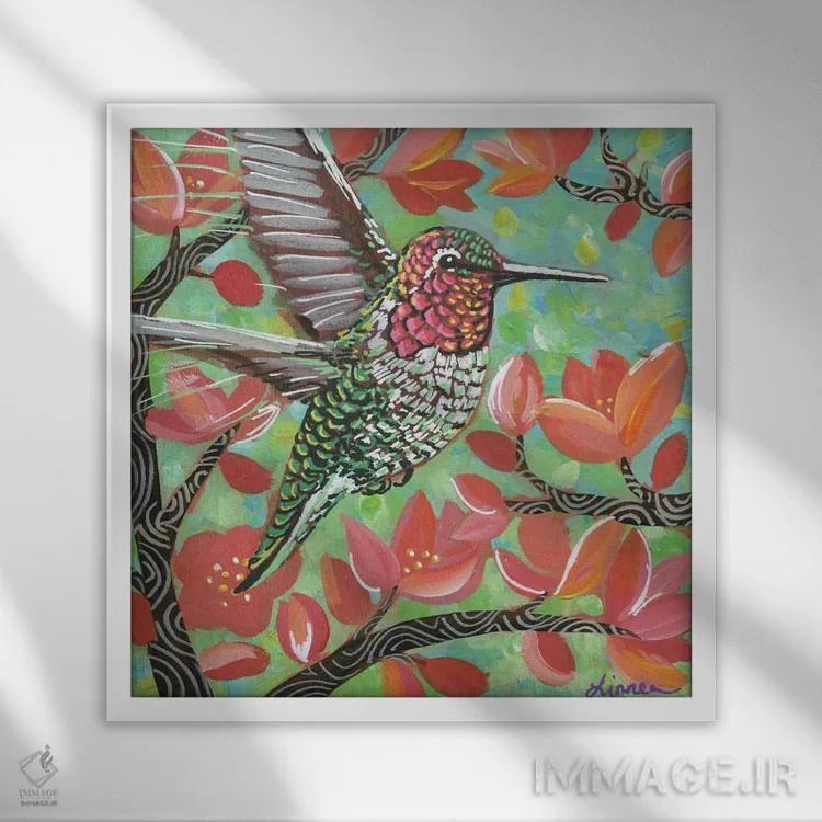 تابلو دکوراتیو مرغ مگس خوار بهاری III اثر لینه آ توبیاس - نمای قابدار سفید