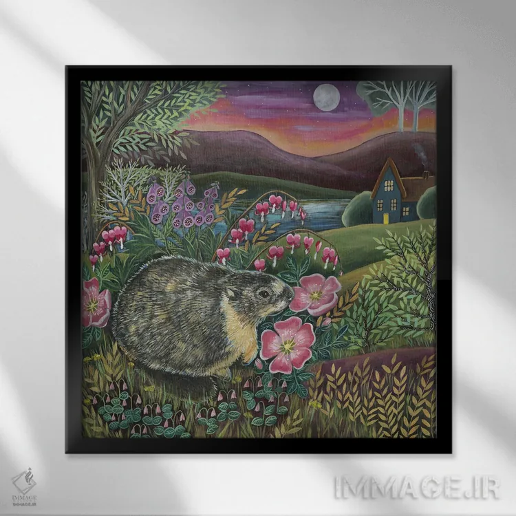 تابلو دکوراتیو منظره رودخانه اثر لینه آ توبیاس - نمای قابدار مشکی