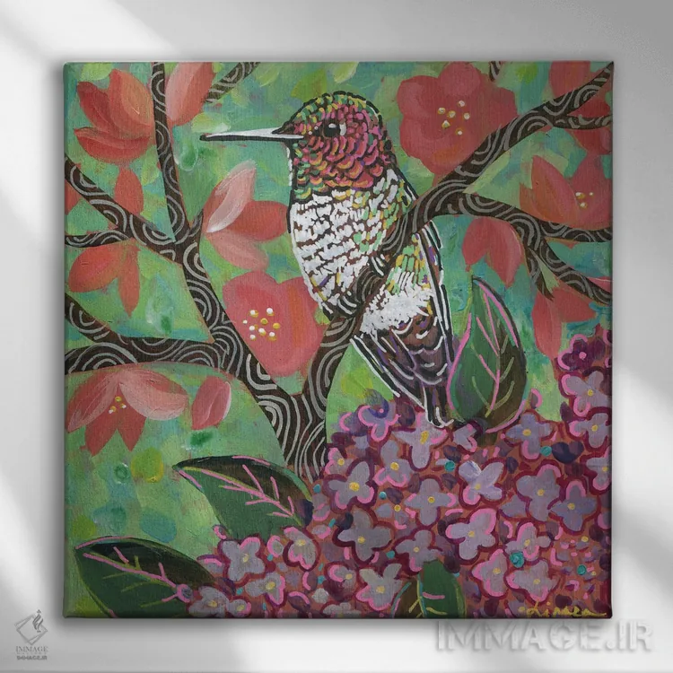 تابلو دکوراتیو مرغ مگس خوار بهاری II اثر لینه آ توبیاس - نمای روبهرو روی دیوار