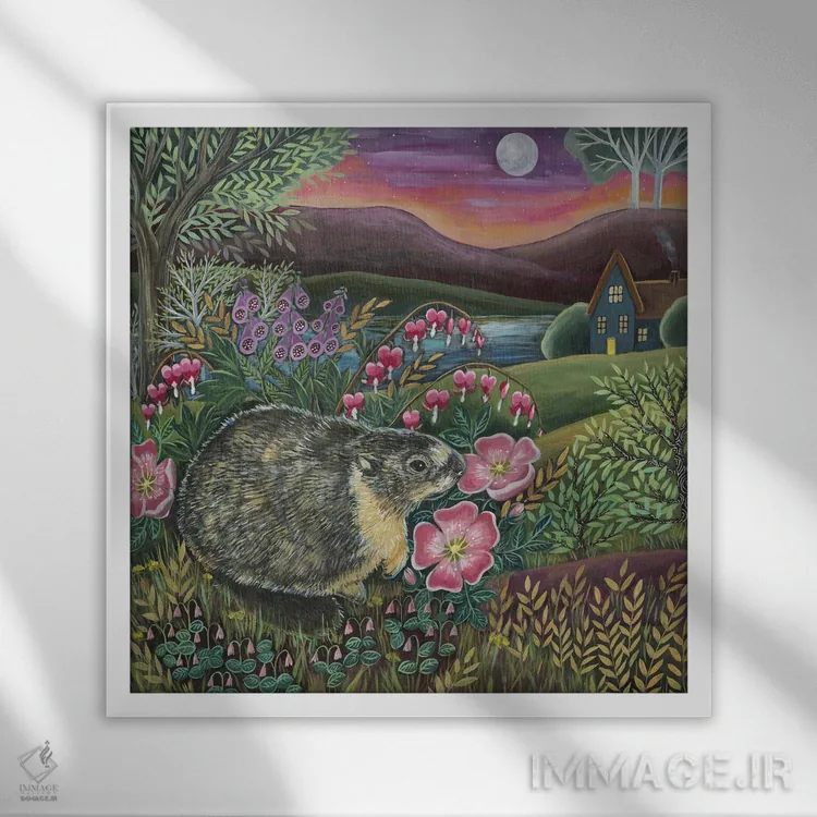 تابلو دکوراتیو منظره رودخانه اثر لینه آ توبیاس - نمای قابدار سفید