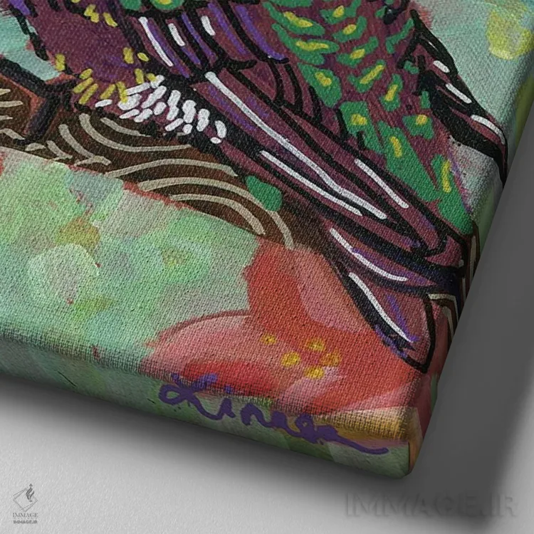 تابلو دکوراتیو مرغ مگس خوار بهاری I اثر لینه آ توبیاس - نمای نزدیک بافت بوم