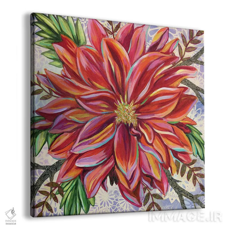 تابلو دکوراتیو داهلیای قرمز اثر لینه آ توبیاس - نمای پرسپکتیو محصول