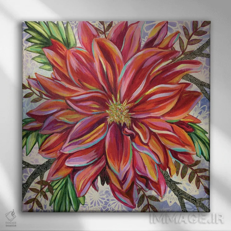 تابلو دکوراتیو داهلیای قرمز اثر لینه آ توبیاس - نمای روبهرو روی دیوار