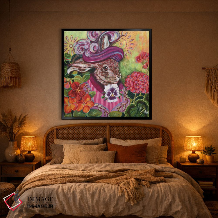 تابلو دکوراتیو خرگوش در باغ روستایی اثر لینه آ توبیاس - D1B
