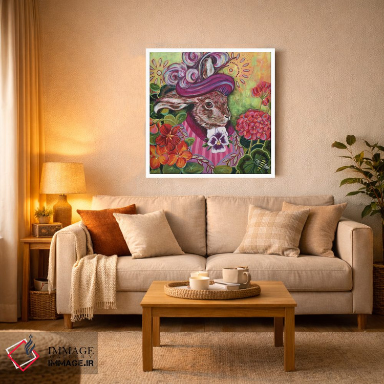 تابلو دکوراتیو خرگوش در باغ روستایی اثر لینه آ توبیاس - D3W