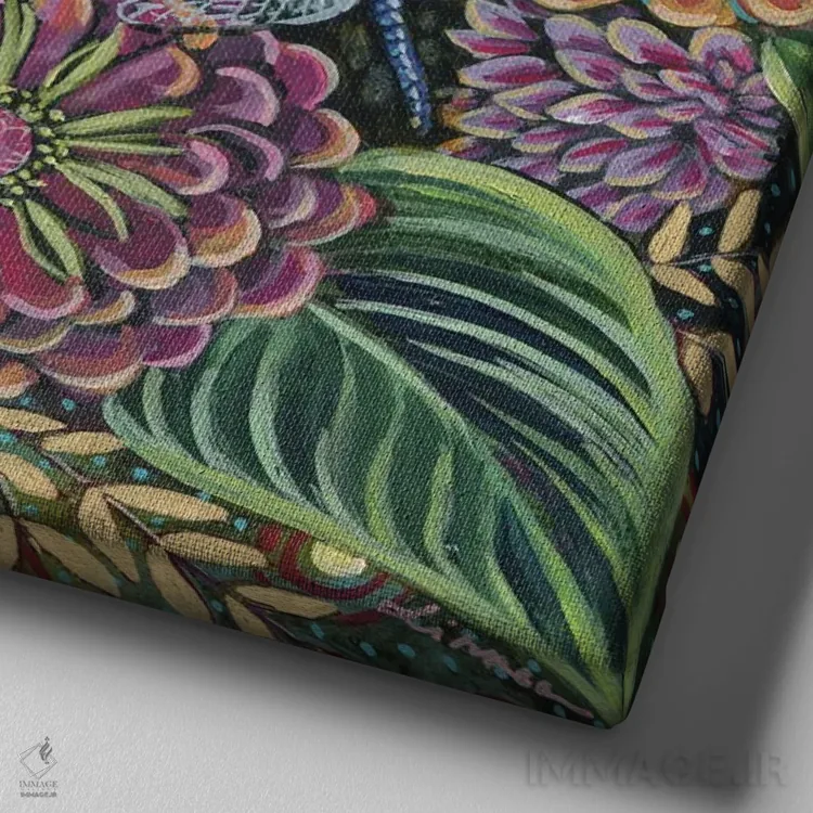 تابلو دکوراتیو شکار سنجاقک اثر لینه آ توبیاس - نمای نزدیک بافت بوم