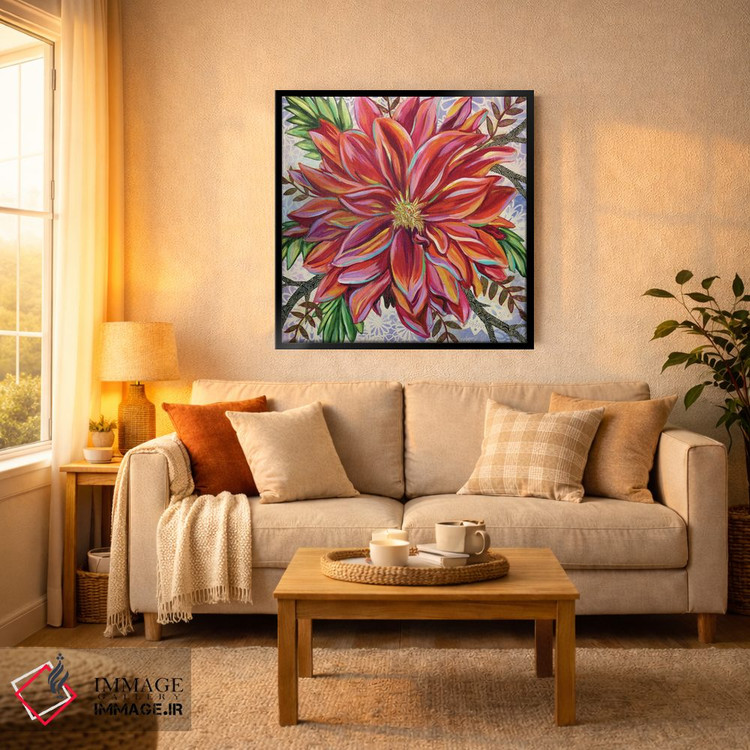 تابلو دکوراتیو داهلیای قرمز اثر لینه آ توبیاس - D2B