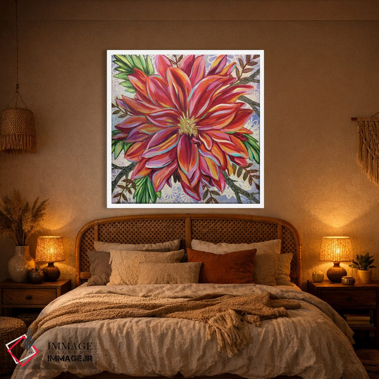 تابلو دکوراتیو داهلیای قرمز اثر لینه آ توبیاس - D1W