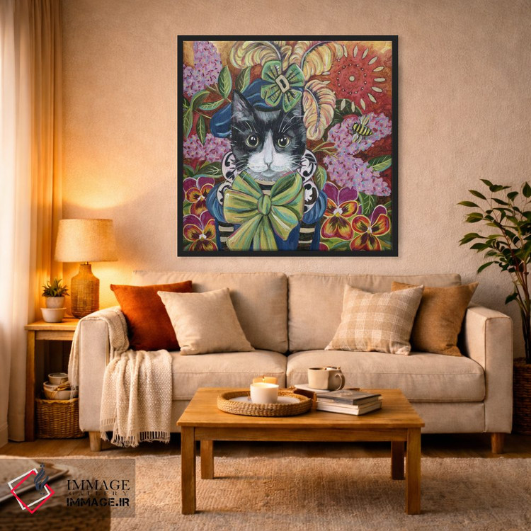 تابلو دکوراتیو گربه کوچک از شهر یاس بنفش اثر لینه آ توبیاس - D2B