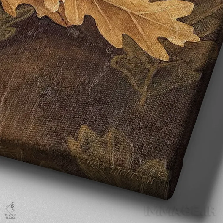تابلو دکوراتیو الگوهای برگ I اثر لیندا تامپسون - نمای نزدیک بافت بوم