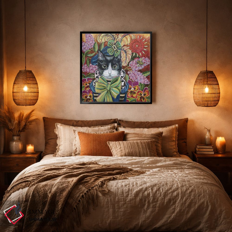 تابلو دکوراتیو گربه کوچک از شهر یاس بنفش اثر لینه آ توبیاس - D5B