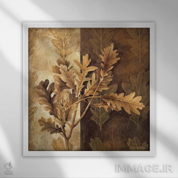 تابلو دکوراتیو الگوهای برگ I اثر لیندا تامپسون - نمای قابدار سفید