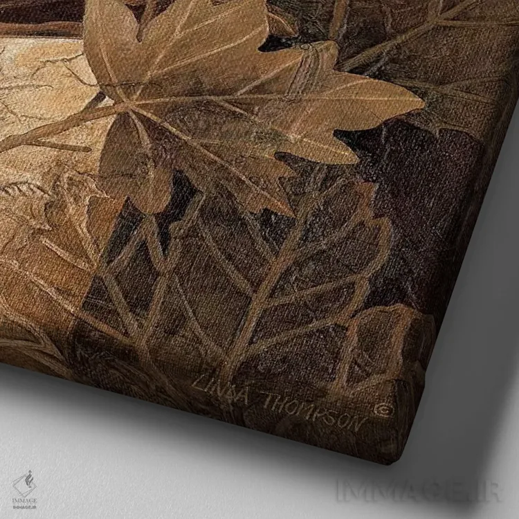 تابلو دکوراتیو الگوهای برگ II اثر لیندا تامپسون - نمای نزدیک بافت بوم