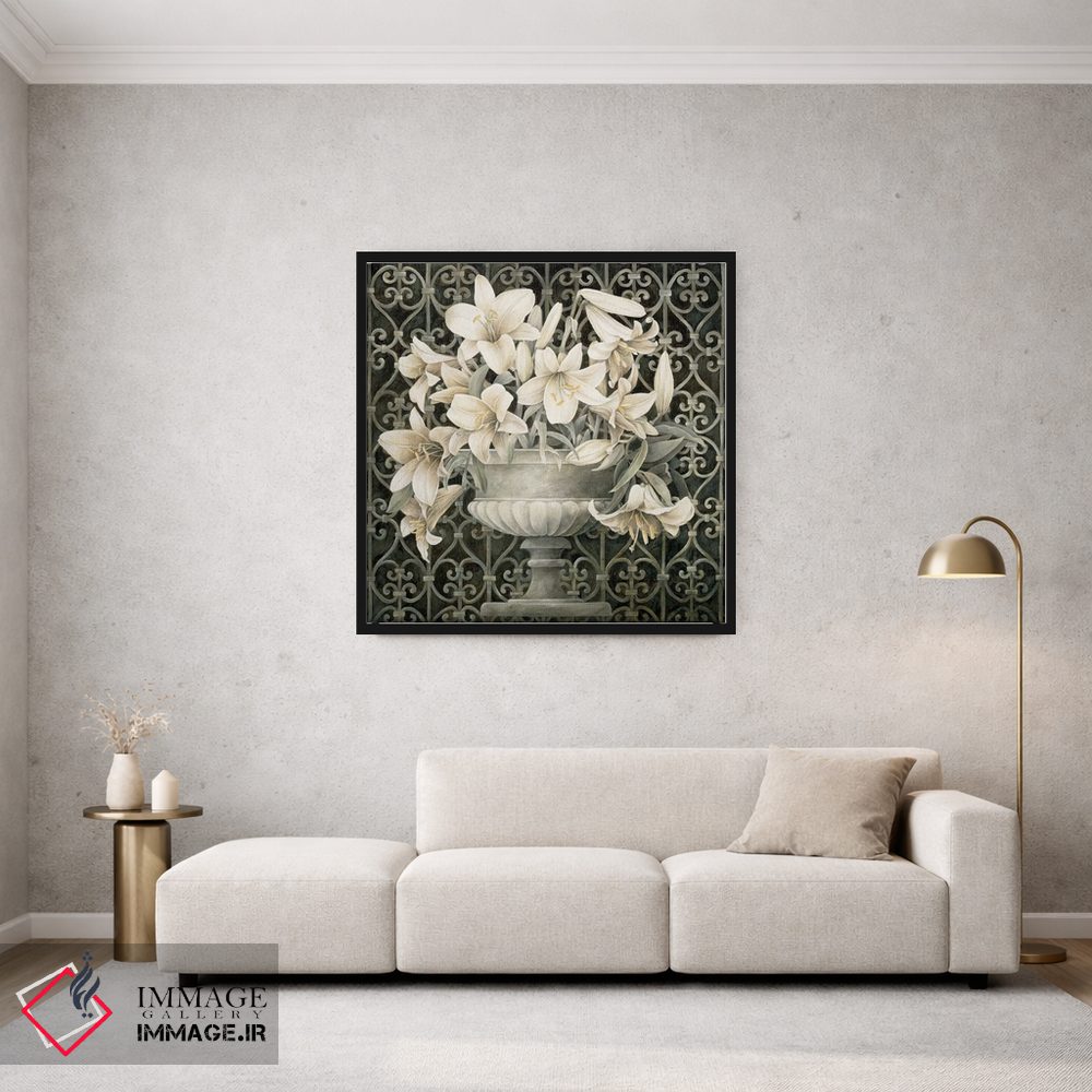 تابلو دکوراتیو سوسن ها در گلدان اثر لیندا تامپسون - D2B