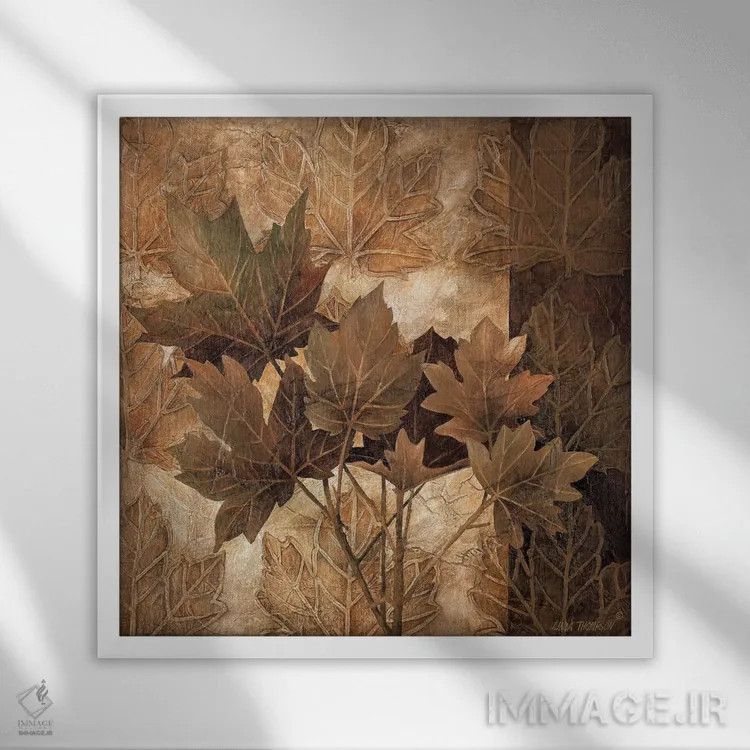 تابلو دکوراتیو الگوهای برگ II اثر لیندا تامپسون - نمای قابدار سفید
