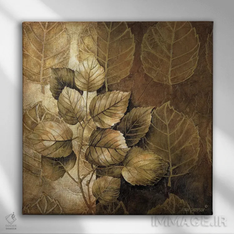 تابلو دکوراتیو الگوهای برگ III اثر لیندا تامپسون - نمای روبهرو روی دیوار