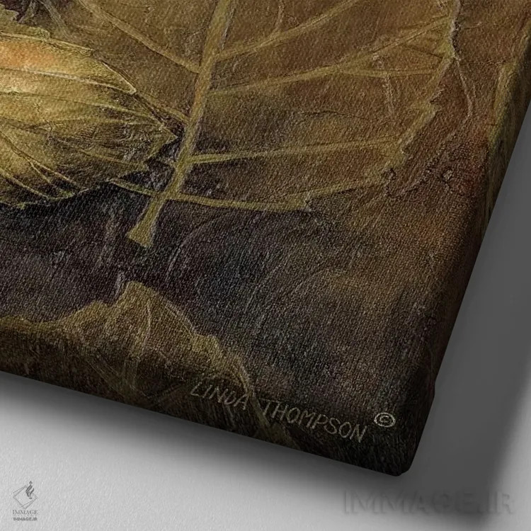 تابلو دکوراتیو الگوهای برگ III اثر لیندا تامپسون - نمای نزدیک بافت بوم