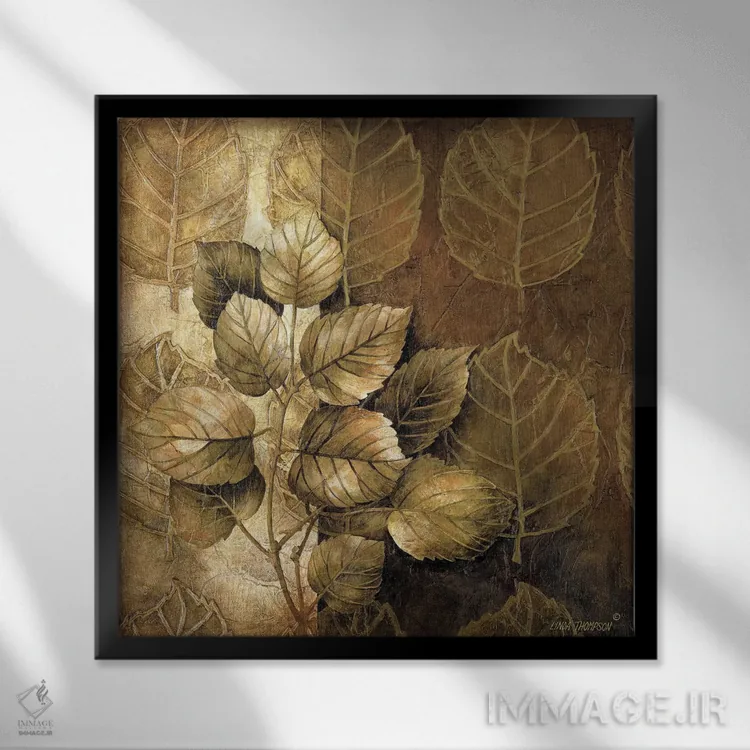 تابلو دکوراتیو الگوهای برگ III اثر لیندا تامپسون - نمای قابدار مشکی
