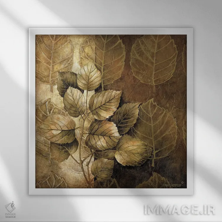 تابلو دکوراتیو الگوهای برگ III اثر لیندا تامپسون - نمای قابدار سفید