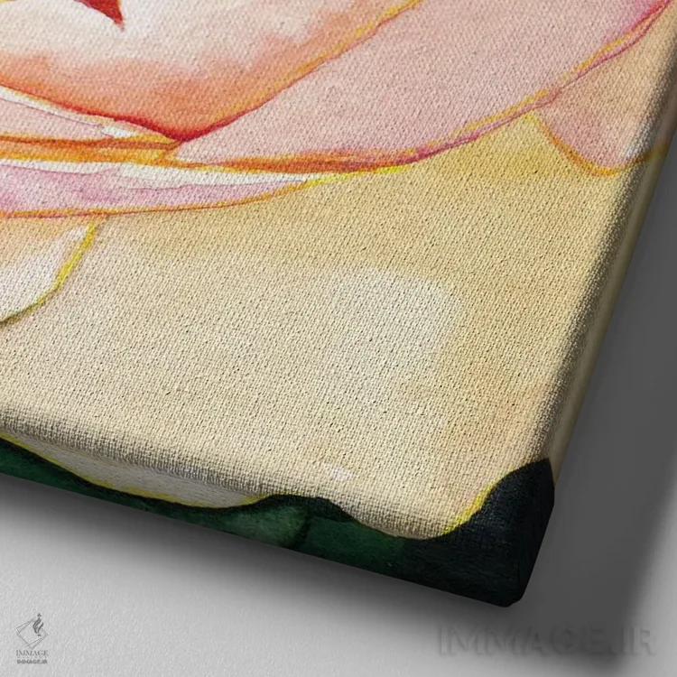 تابلو دکوراتیو رز هلو اثر کریستین لیندستروم - نمای نزدیک بافت بوم