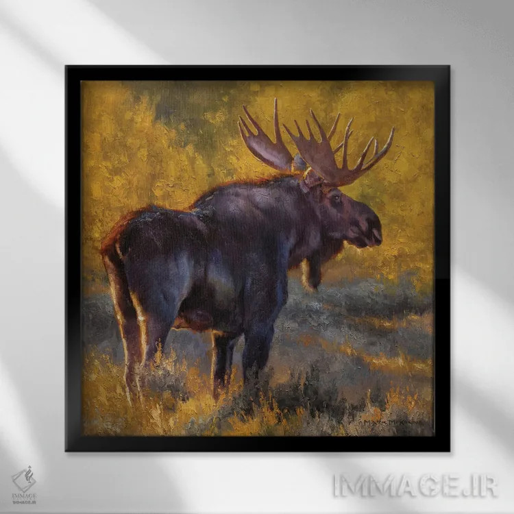 تابلو دکوراتیو خوک بوته ای اثر مارک مک کنا - نمای قابدار مشکی