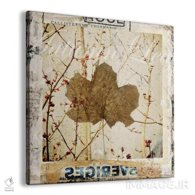 تابلو دکوراتیو برگ پاییزی اثر لوز گرافیکس - نمای پرسپکتیو محصول