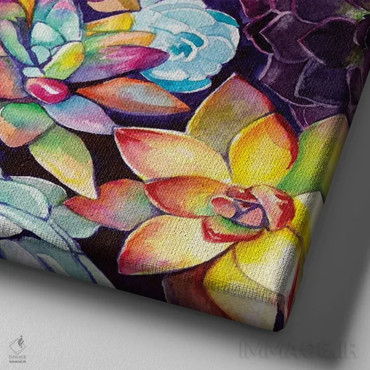 تابلو دکوراتیو باغ ساکولنت اثر کریستین لیندستروم - نمای نزدیک بافت بوم