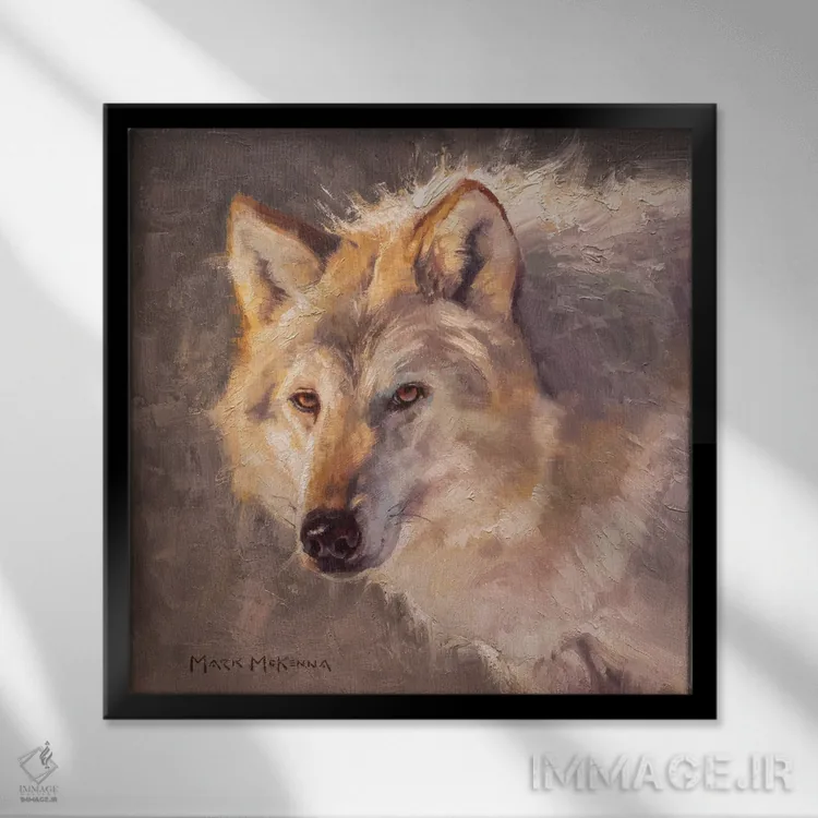 تابلو دکوراتیو خانم خاکستری اثر مارک مک کنا - نمای قابدار مشکی