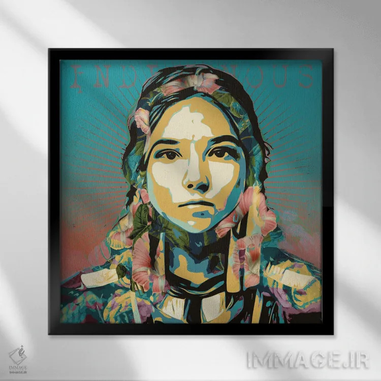 تابلو دکوراتیو بومی اثر لوز گرافیکس - نمای قابدار مشکی