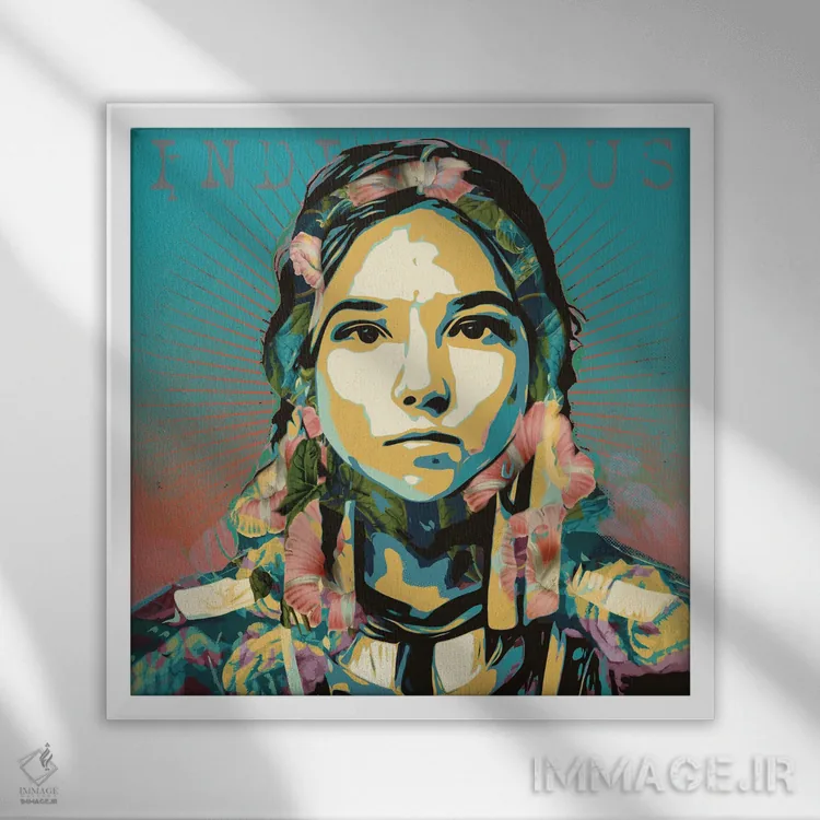 تابلو دکوراتیو بومی اثر لوز گرافیکس - نمای قابدار سفید