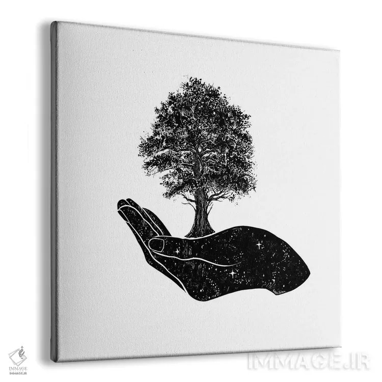 تابلو دکوراتیو درخت در دست اثر کاری سلون - نمای پرسپکتیو محصول