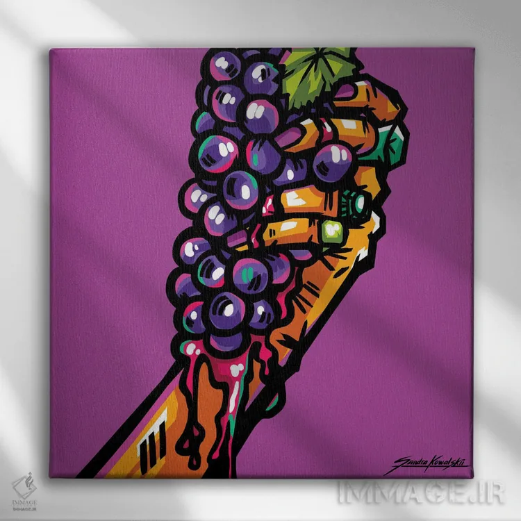 تابلو دکوراتیو انگور شرابی اثر ساندرا کوالسکی - نمای روبهرو روی دیوار