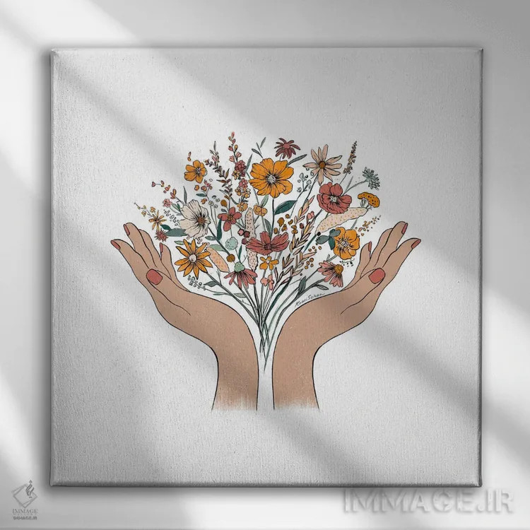 تابلو دکوراتیو شکوفه فراخواننده اثر کاری سلون - نمای روبهرو روی دیوار