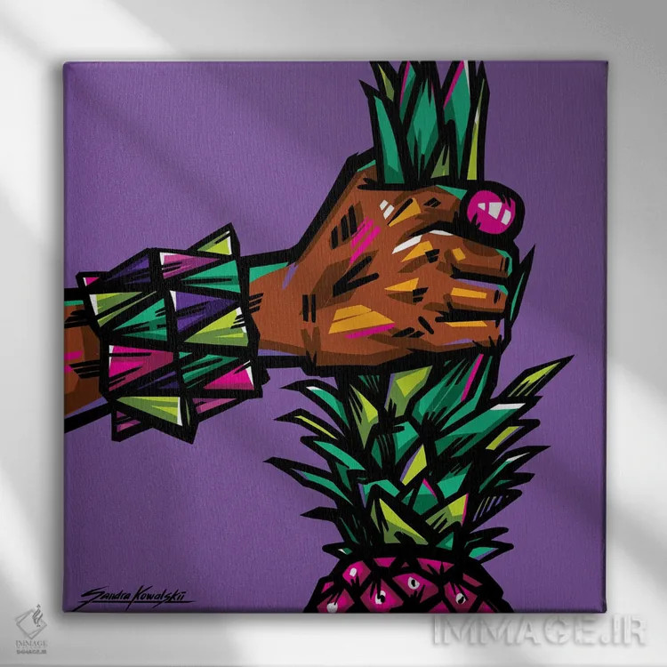 تابلو دکوراتیو آناناس اثر ساندرا کوالسکی - نمای روبهرو روی دیوار