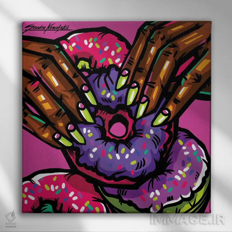 تابلو دکوراتیو پیراشکی اثر ساندرا کوالسکی - نمای روبهرو روی دیوار