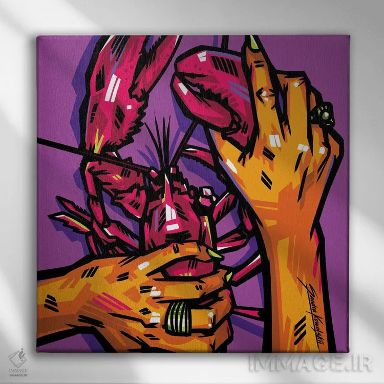 تابلو دکوراتیو خرچنگ دریایی اثر ساندرا کوالسکی - نمای روبهرو روی دیوار