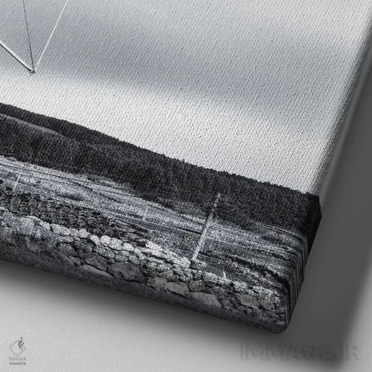 تابلو دکوراتیو آسیاب بادی چوبی قدیمی اثر کریم کارلا - نمای نزدیک بافت بوم