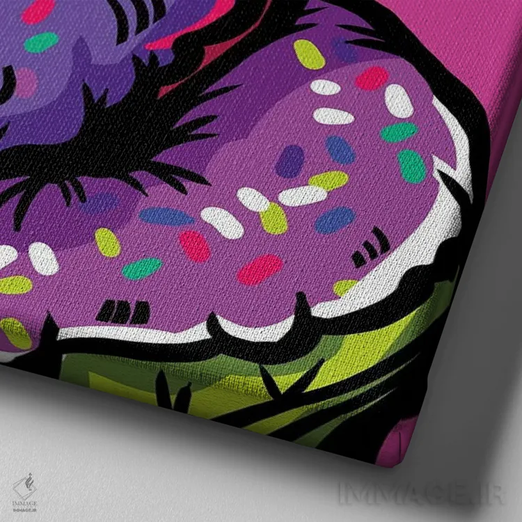 تابلو دکوراتیو پیراشکی اثر ساندرا کوالسکی - نمای نزدیک بافت بوم