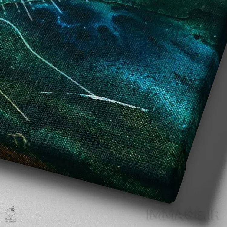 تابلو دکوراتیو جهان هستی اثر کارلی پرولد - نمای نزدیک بافت بوم