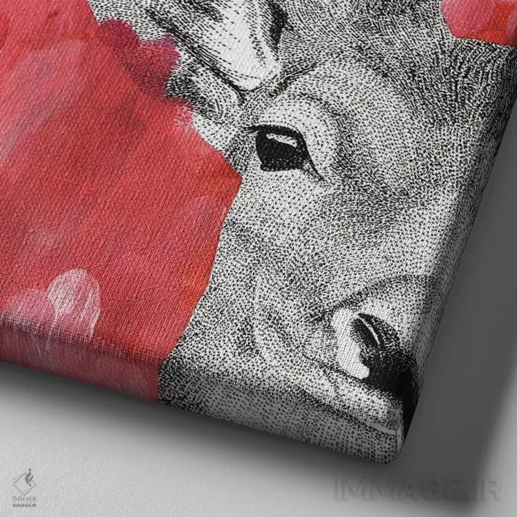 تابلو دکوراتیو گوزن شاداب خیال انگیز اثر کلسی امبلو - نمای نزدیک بافت بوم