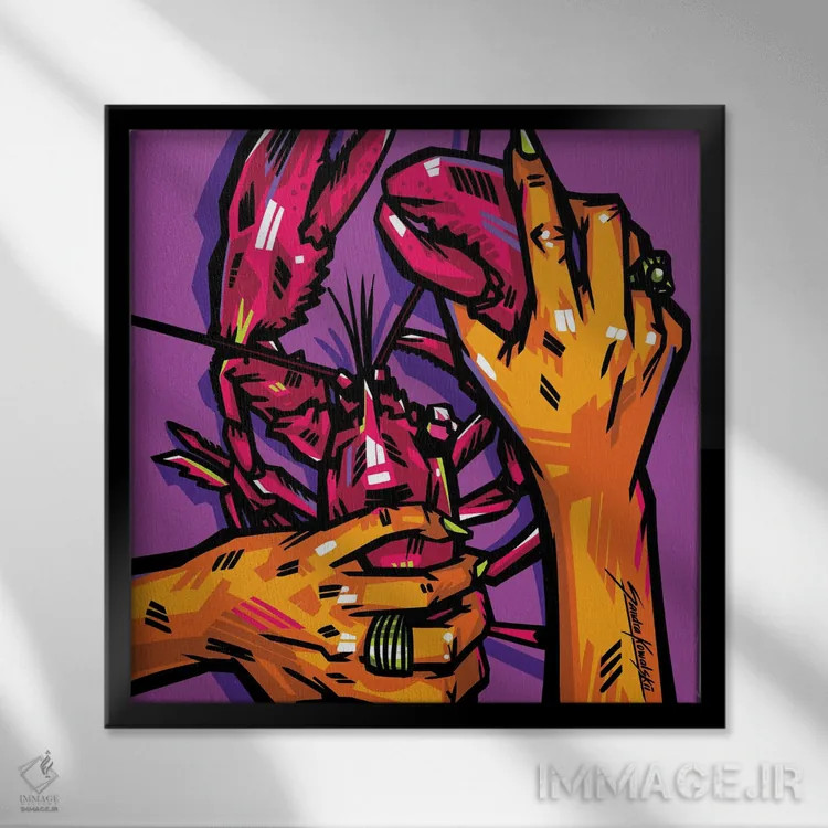 تابلو دکوراتیو خرچنگ دریایی اثر ساندرا کوالسکی - نمای قابدار مشکی