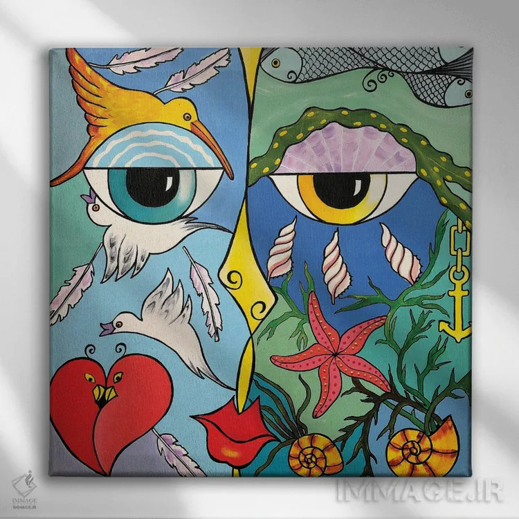 تابلو مدرن بوسه اثر لنا اسمیرنوا - نمای روبهرو روی دیوار