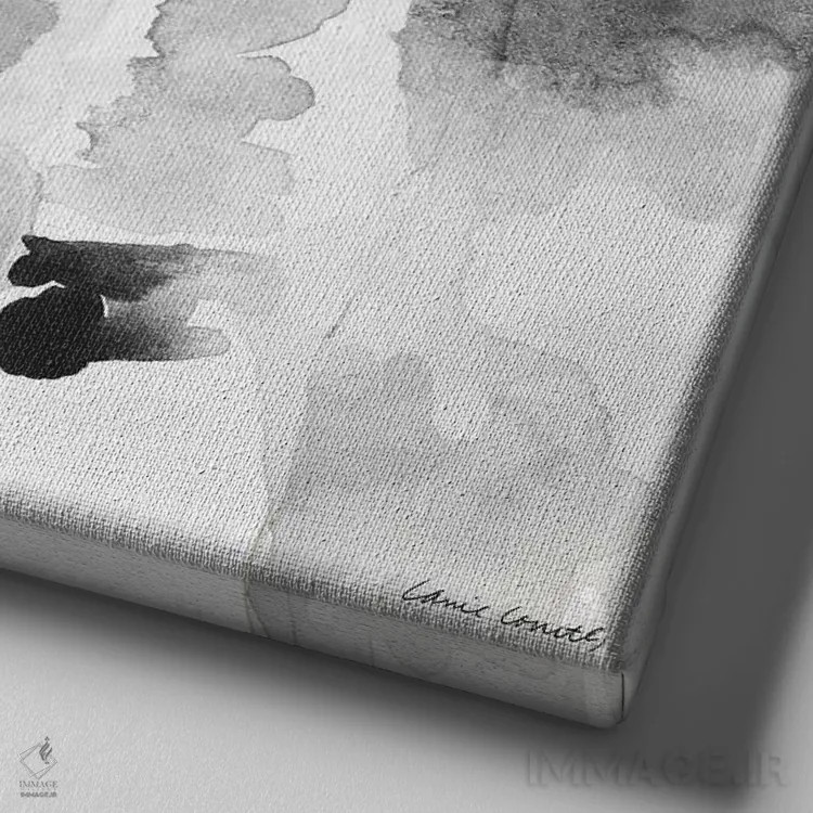 تابلو انتزاعی "تا آسمان های شمالی خاکستری II" اثر لینی لورث - نمای نزدیک بافت بوم